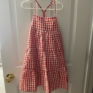 Gap girls picnic pattern dress in red and white